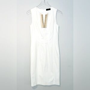 Piazza Sempione Shift Textured White Cotton Dress Size 42